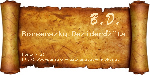 Borsenszky Dezideráta névjegykártya